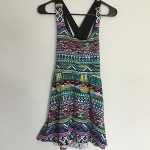 Tribal print fit and flare mini dress